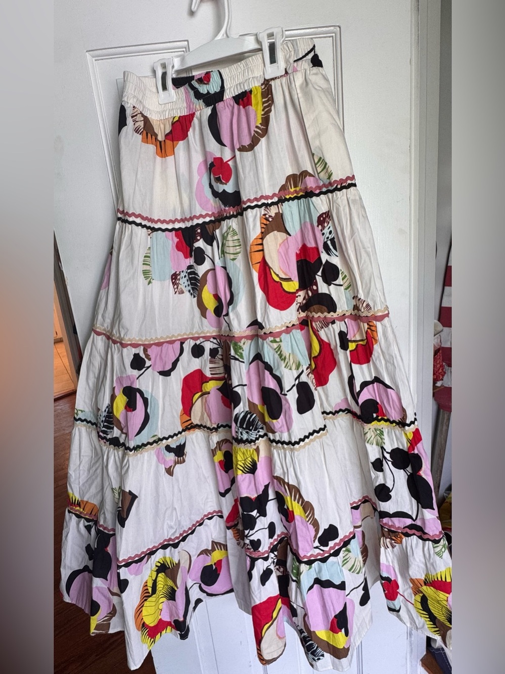 Zara Floral Print Long Tiered Skirt